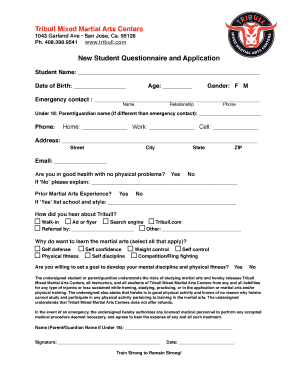 Mixed Martial Arts Applications Forms