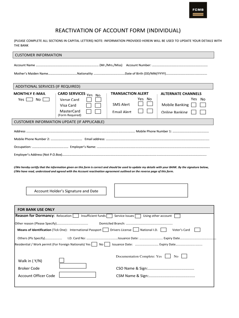 Dormant Accounts  Form