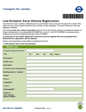 Low Emission Zone Vehicle Registration Form