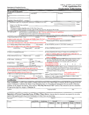 Employment Authorization Form