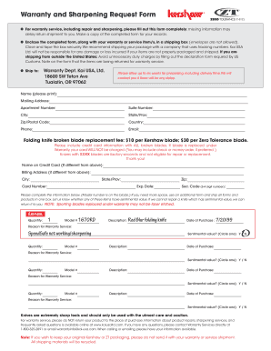 Kershaw Warranty  Form