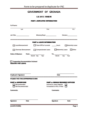 Leave Form for Government Employees