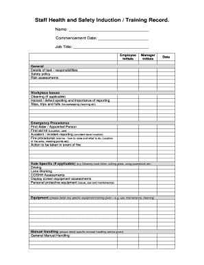 Safety Induction Training Format PDF