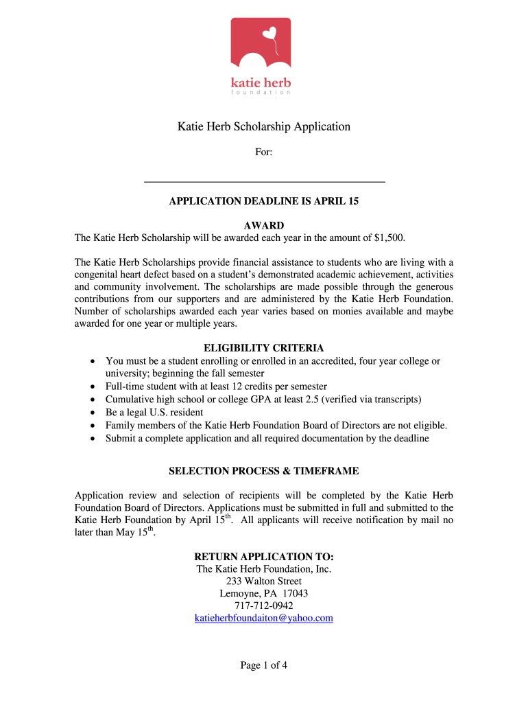 Katie Herb Scholarship Form