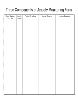 Anxiety Self Monitoring Record PDF  Form