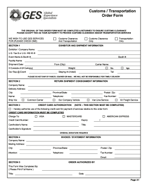 Transport Order Form