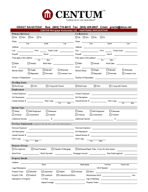 CENTUM Mortgage Application DOC Www3 Telus  Form
