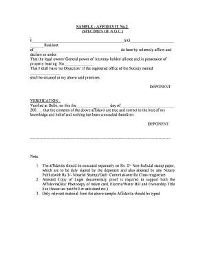 Deponent Affidavit Sample  Form