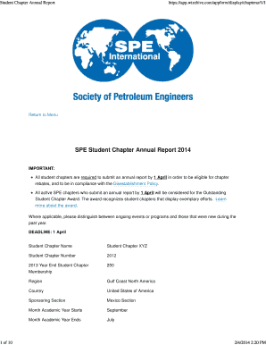 Spe Student Chapter Annual Report  Form