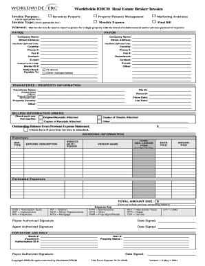 ERC Real Estate Broker Invoice Legal Size  Form