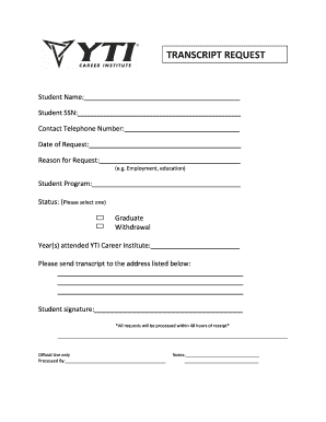 Yti Transcripts  Form