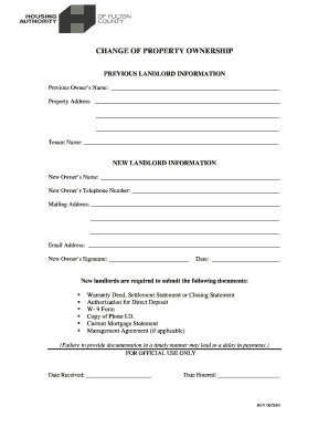Change of Property Ownership Request Form Hafc