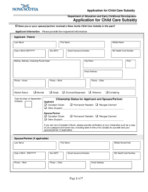  Canada Child Care Subsidy 2014