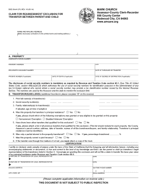 San Mateo County Parent Child Exclusion Form