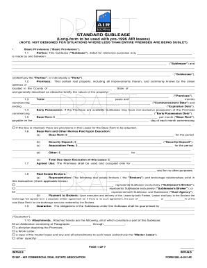 Standard Sublease Long Form AIR Commercial Real Estate