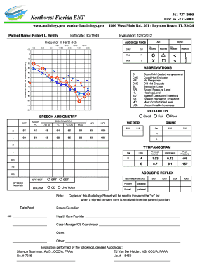 Audiological Evaluation Report Example  Form