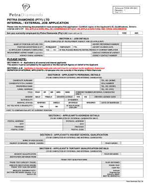 Petra Diamonds Application Form