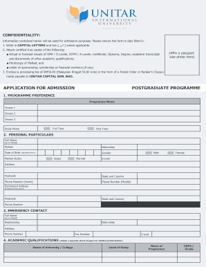 Unitar Application  Form