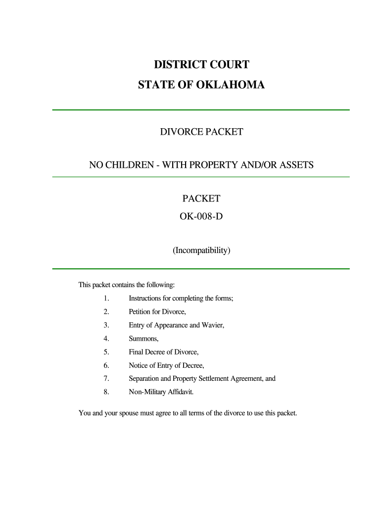 Divorce Forms for Oklahoma PDF
