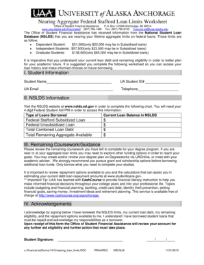  Nearing Aggregate Federal Stafford Loan Limits Worksheet Uaa Alaska 2013-2024