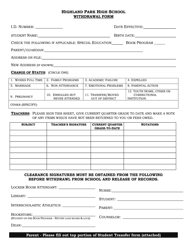 Lilburn Middle School Withdrawal Form