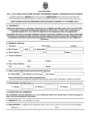 Nche Application Form