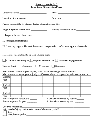 Student Observation Form