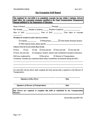  School Bus Evacuation Drill Form 2001-2024