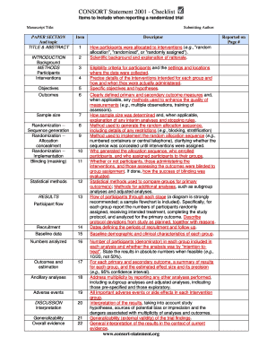 CONSORT Checklist of Items to Include When Reporting a Randomized Trial Product Name  Form