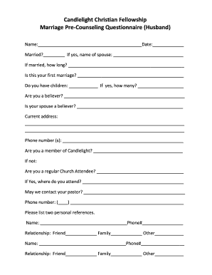 Marriage Questionnaire PDF  Form