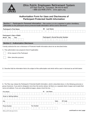 HIPAA Authorization Form OPERS Opers