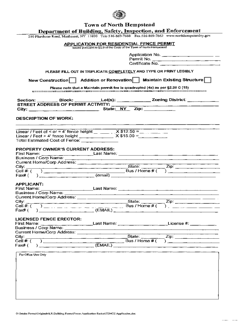 Fence Permit  Form