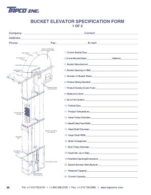 Bucket Elevator Specification Form