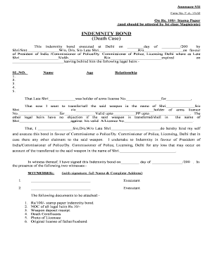 Indemnity Bond  Form