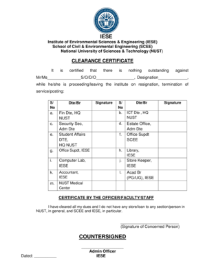 Nu Certificate Form Download PDF