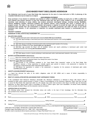 LEAD BASED PAINT DISCLOSURE ADDENDUM  Form