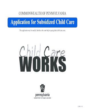 Application for Subsidized Child Care Berks County Intermediate Unit Berksiu  Form