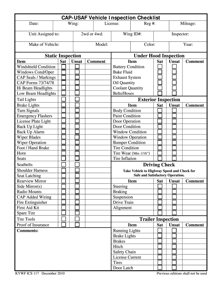 Pa State Inspection Checklist PDF  Form