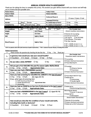 Annual Health Assessment Form