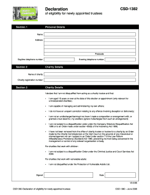 Csd 1382 Declaration of Eligibility for  Form