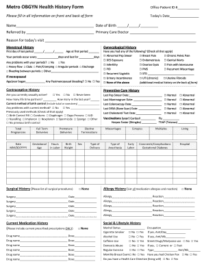 Metro OBGYN Health History Form