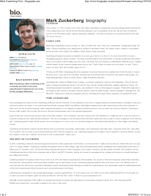 Mark Zuckerberg Resume  Form