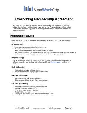 Nwc Coworking Membership Agreement Greydoc  Form