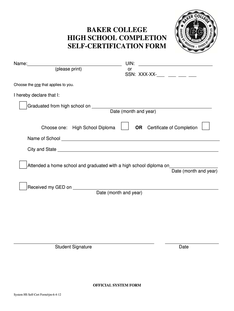 Get and Sign High School Self Form 2012-2022