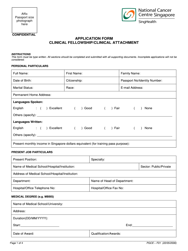  NCCS Application Form  National Cancer Centre Singapore 2006-2024