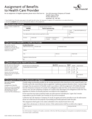Sunlife Assignment of Benefits Form