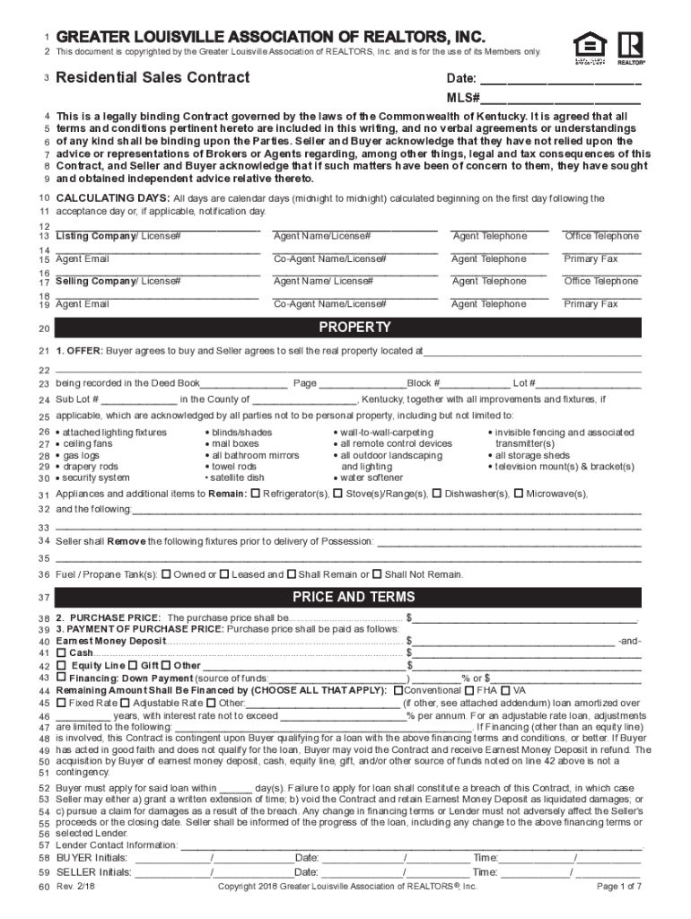 Greater Louisville Association of Realtors  Form