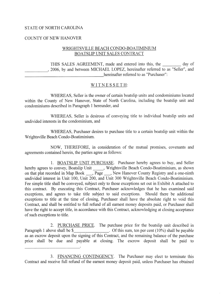 Boat Slip Purchase Agreement Form