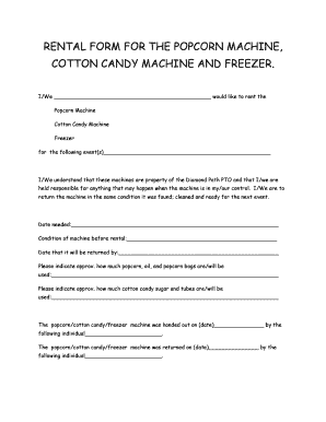 RENTAL FORM for the POPCORN MACHINE District196