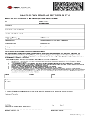 Fnf Canada Solicitor Documents  Form